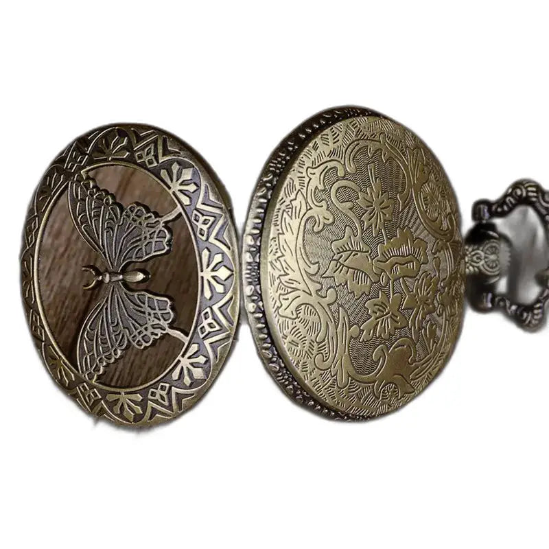 Dameshalskettingzakhorloge in vintagestijl met een elegante bronzen wijzerplaat