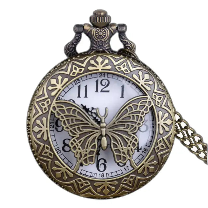 Vintage dameszakhorloge met elegant vlinderpatroon
