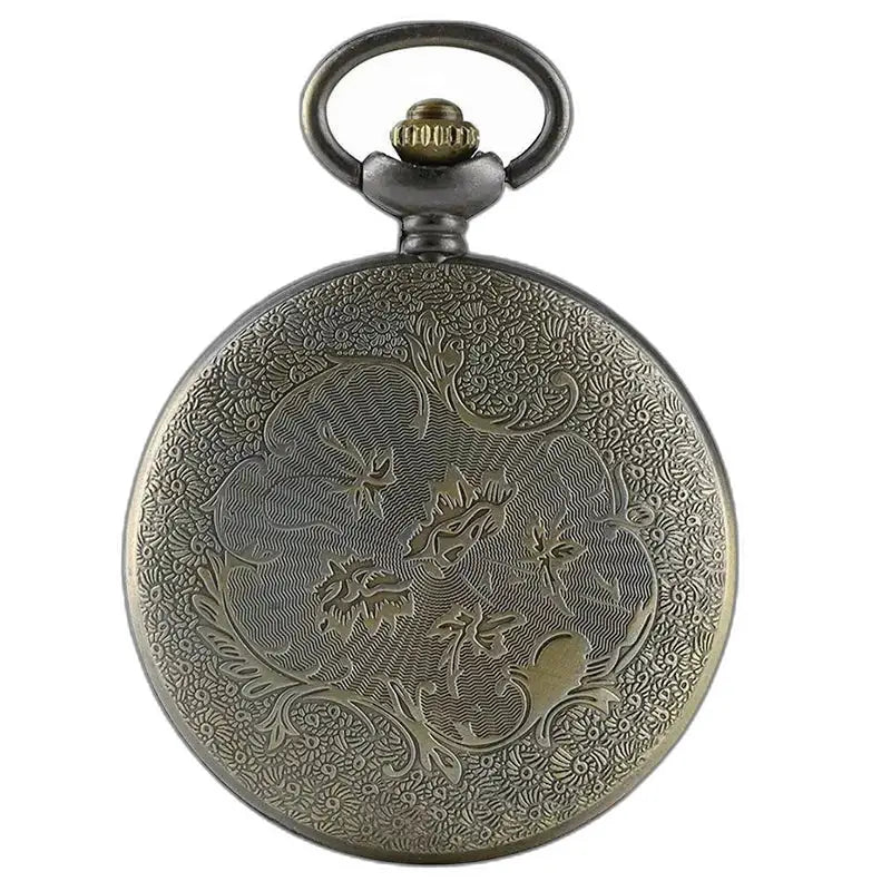 Vintage quartz kettingzakhorloge voor dames en heren met een elegante bronzen kast