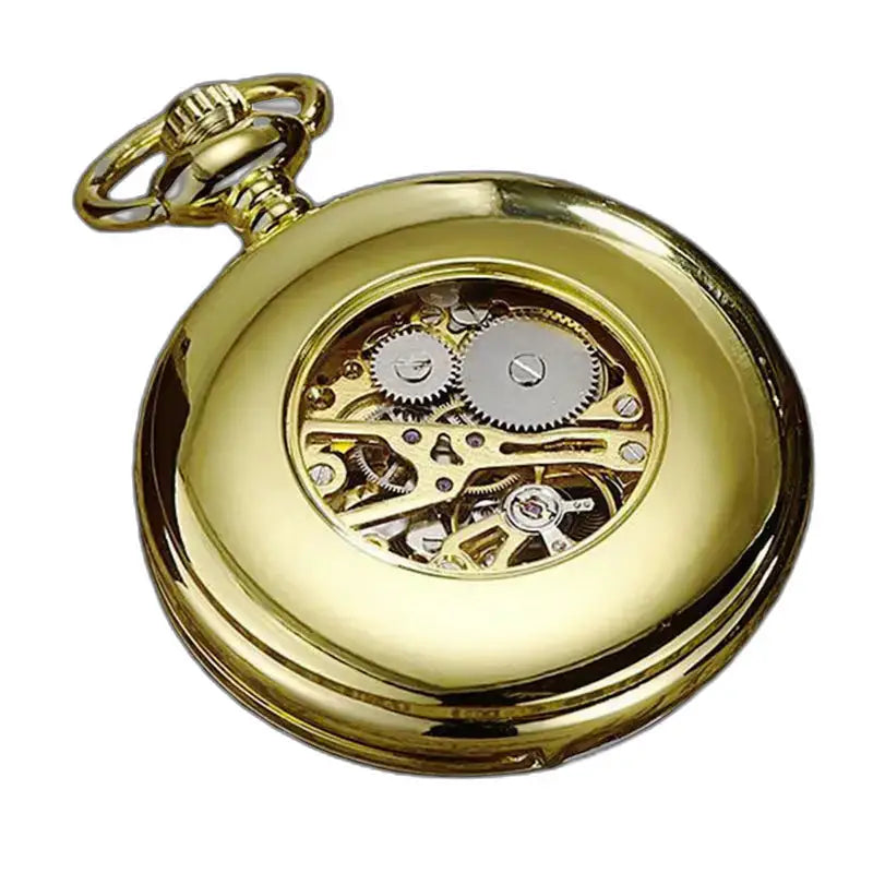 Modern Chic Brons Goud Complicatie zakhorloge met zichtbare tandwielen en gouden afwerking