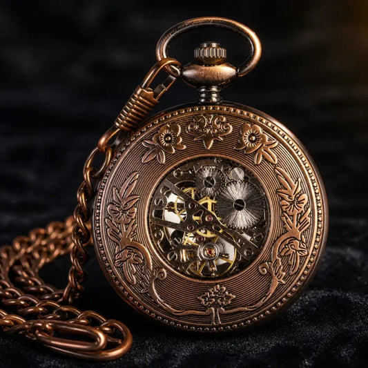 Heren koperen skelet mechanisch zakhorloge - Univers Gousset