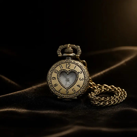 Vintage dames gegraveerd hartzakhorloge - Univers Gousset