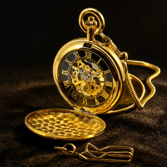 Gegraveerd mechanisch zakhorloge met dubbele jager - Univers Gousset
