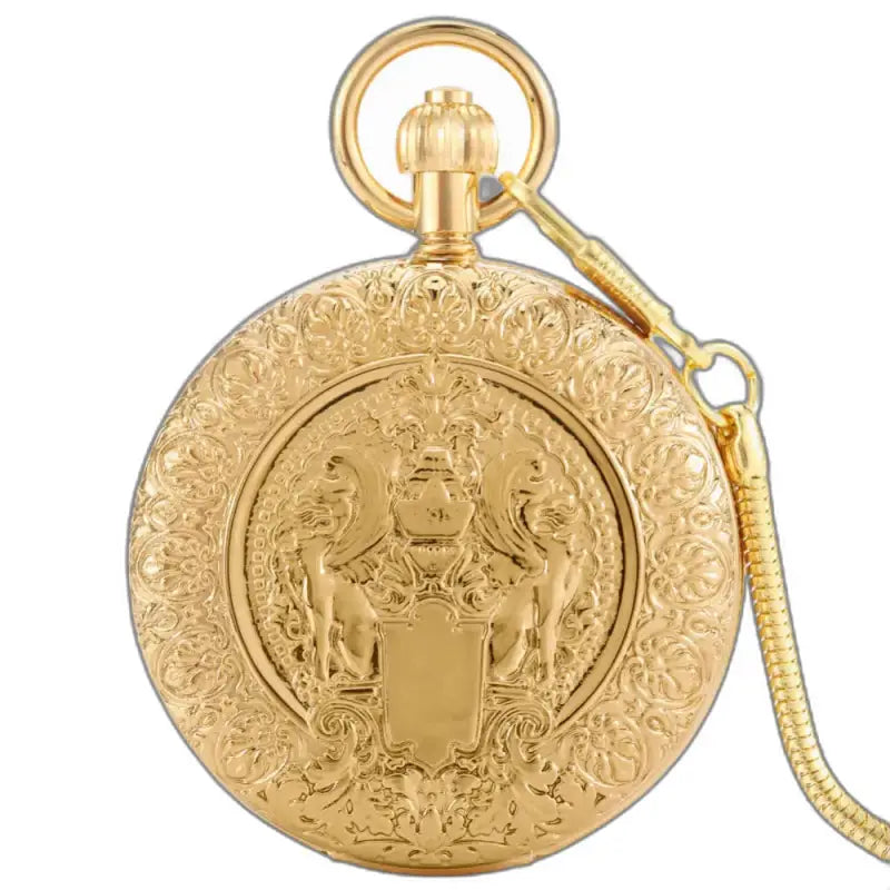 Dubbel gouden majesteit chic zakhorloge, sierlijk gouden zakhorloge met ketting