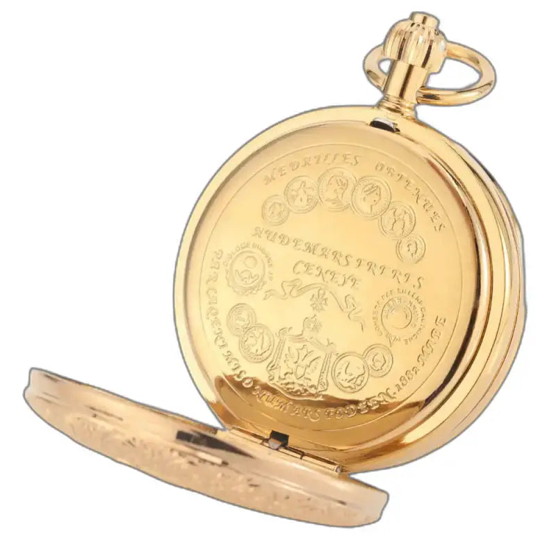 Dubbel Golden Majesty Chic zakhorloge met gegraveerd ontwerp en gouden kleur