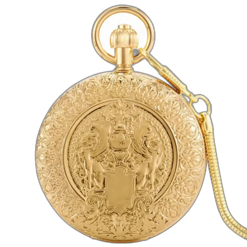 Dubbel gouden majesteit chic zakhorloge met getinte gouden ketting