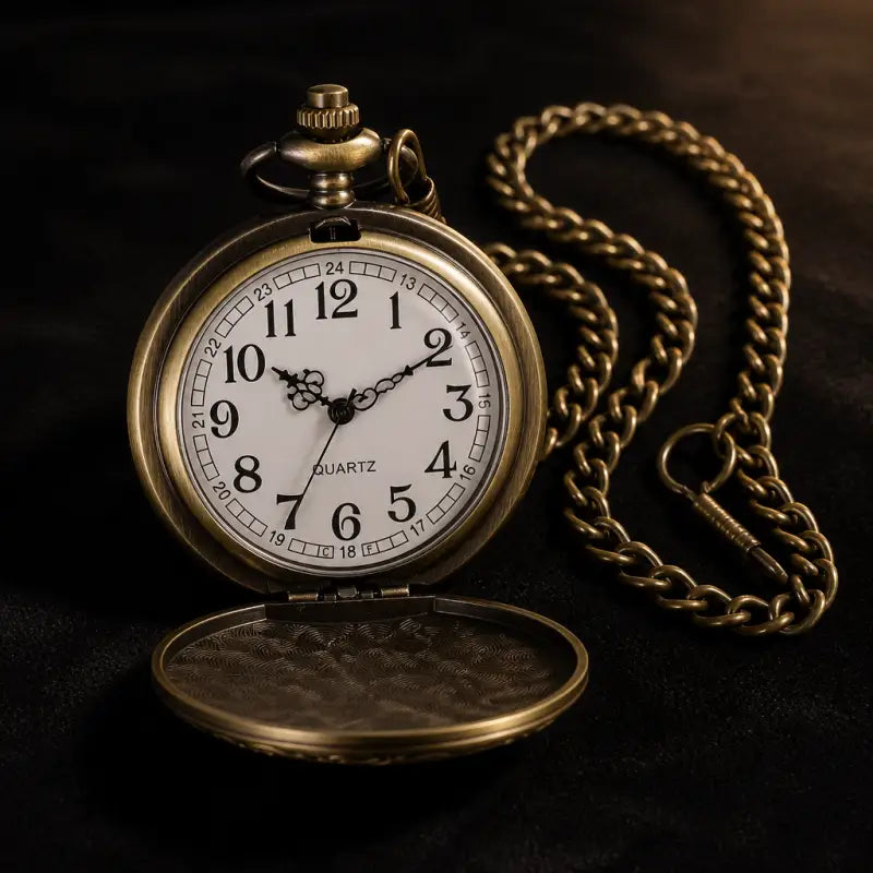 Vintage gegraveerd drakenkwarts zakhorloge - Univers Gousset