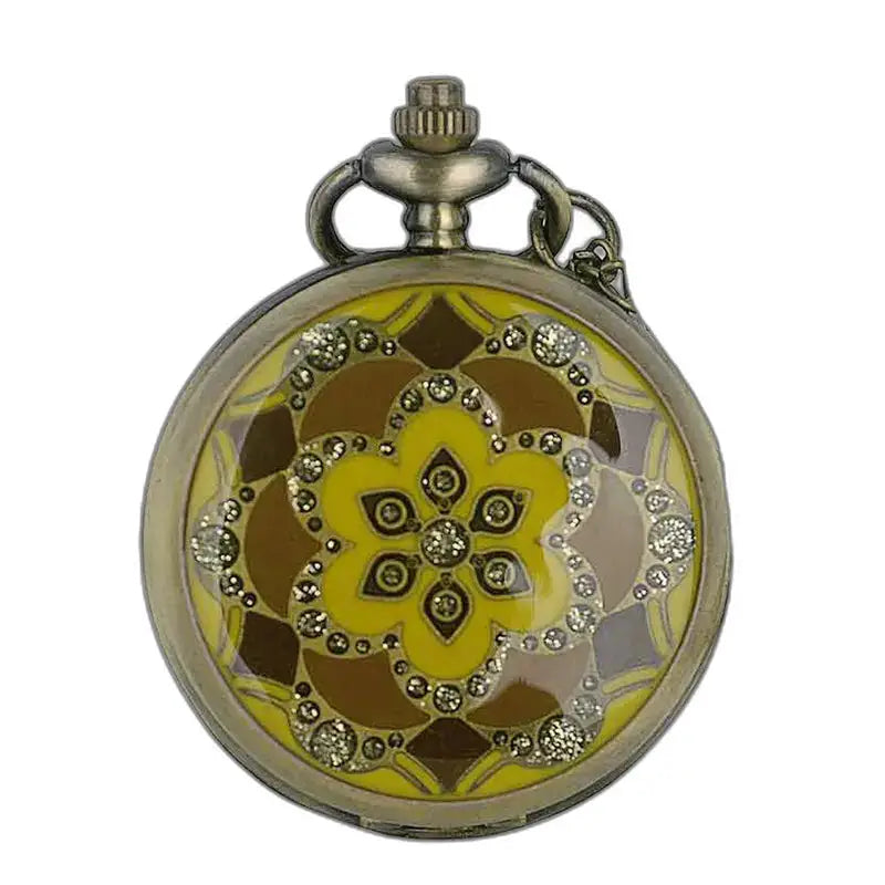 Ladybug Yellow Orange Diamonds dameszakhorloge met patronen in geel en bruin