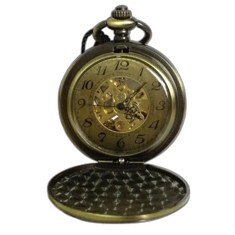 Vintage automatisch herenzakhorloge met een elegante open bronzen wijzerplaat