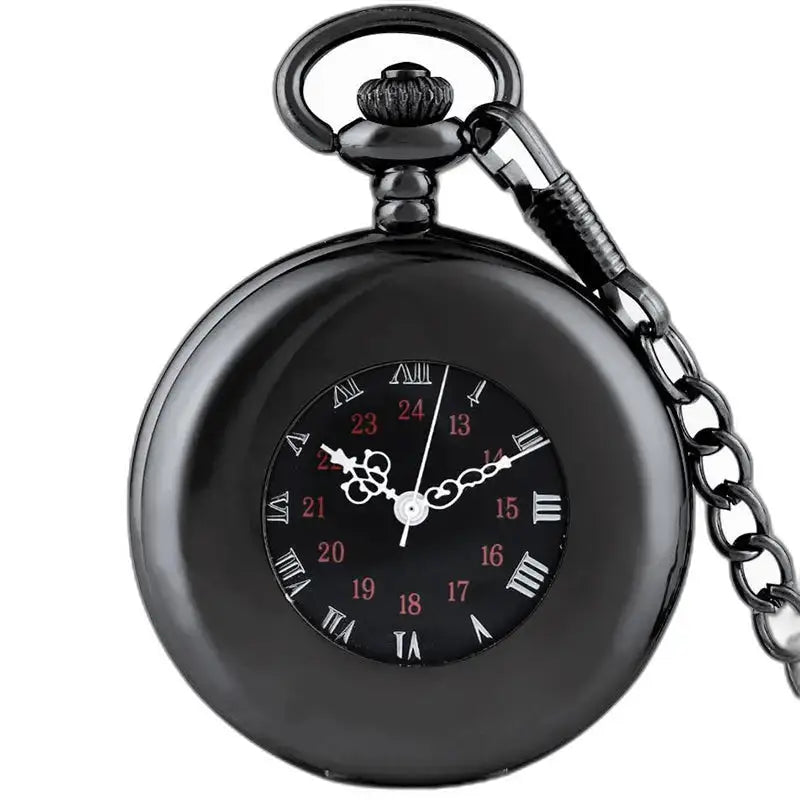 Heren Demi Chasseur Chic zwart zakhorloge met elegante ketting