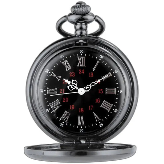 Chique Demi Chasseur herenzakhorloge met zwarte wijzerplaat en elegante Romeinse cijfers