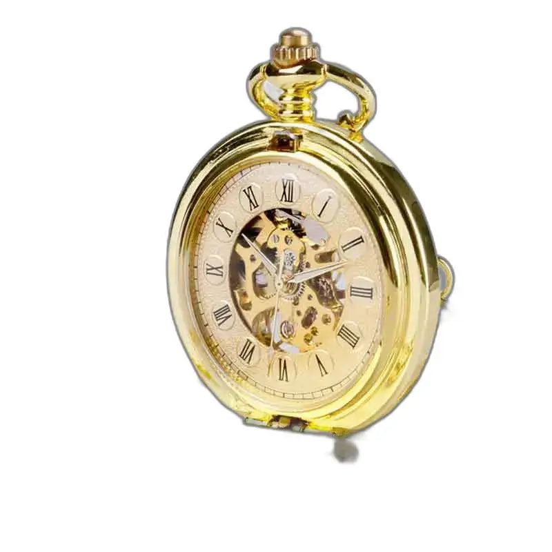 Chique mechanisch herenzakhorloge, elegant zakhorloge van goudkleurig metaal
