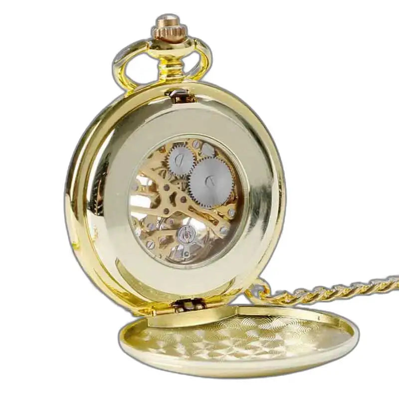 Chique heren mechanisch zakhorloge, gouden zakhorloge met een elegant design