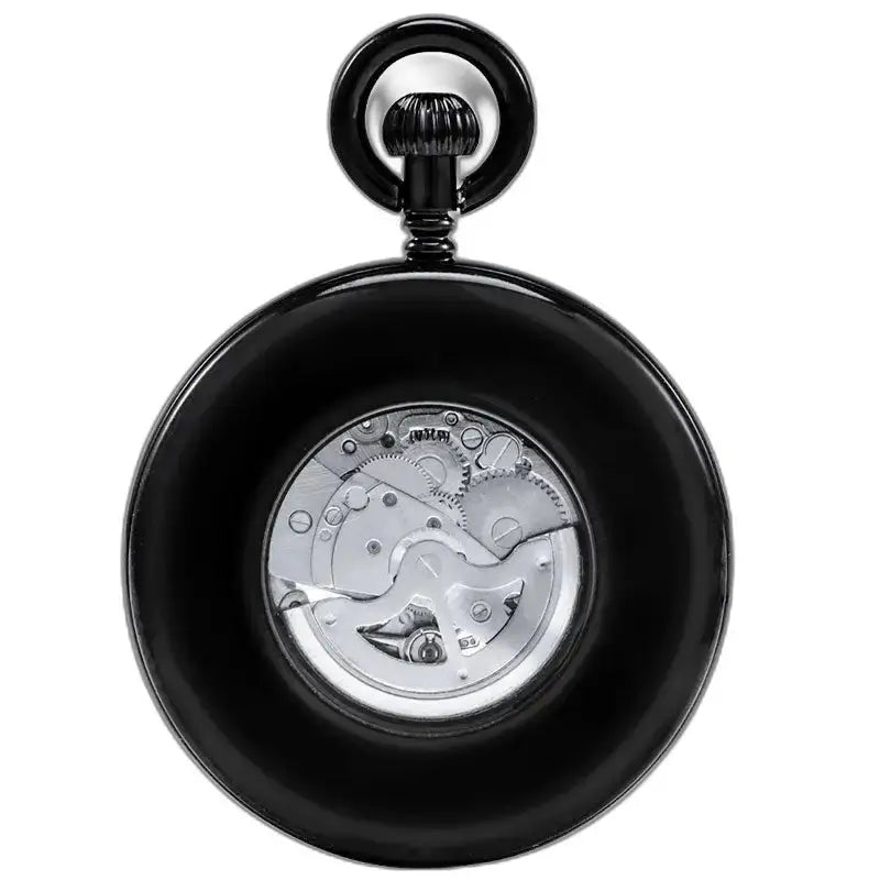 Klassiek open mechanisch zakhorloge Zwart met zichtbare versnellingen in het zwart