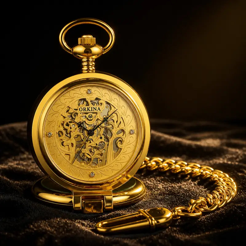 Luxe gouden skelet mechanisch zakhorloge - Univers Gousset