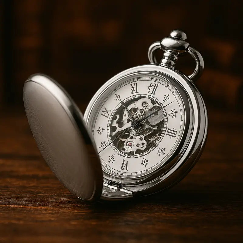 Glad Mechanisch Zakhorloge Spiegel Luxe Zilver, skeleton zakhorloge in zilver