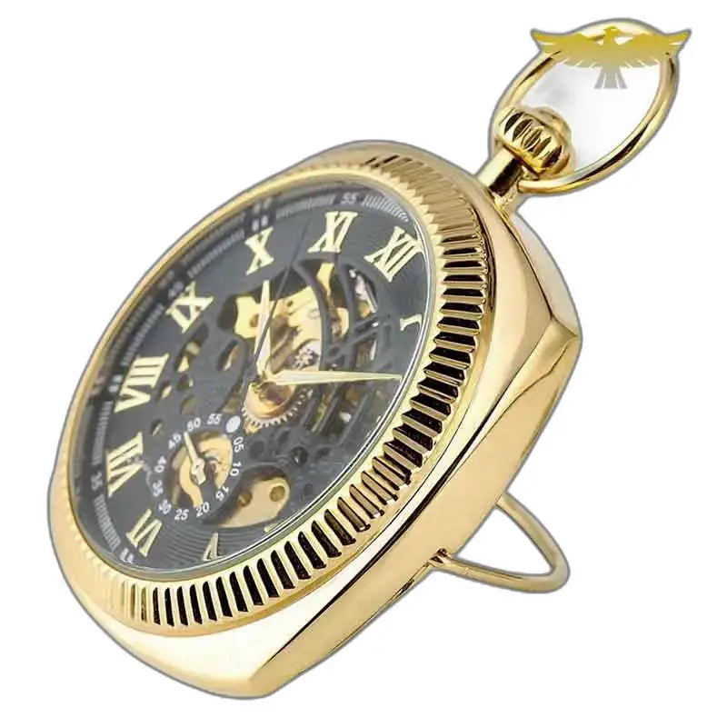 Luxe mechanisch zakhorloge voor heren, elegant gouden mechanisch zakhorloge