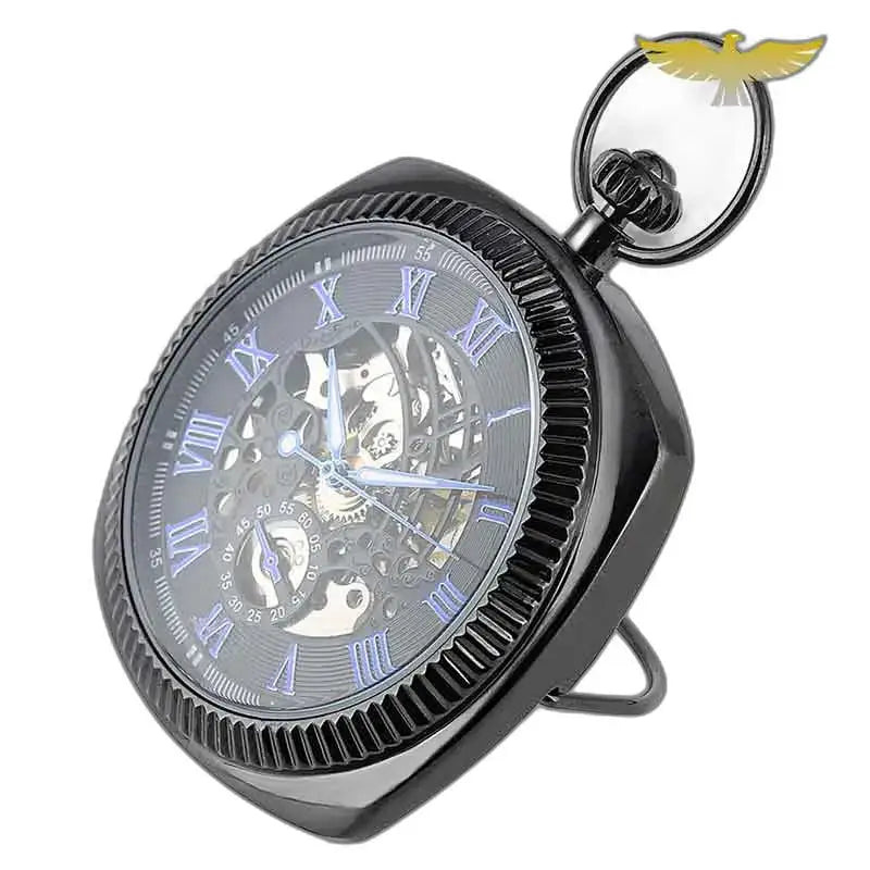 Elegant modern zakhorloge voor heren met een zwart skeletuurwerk