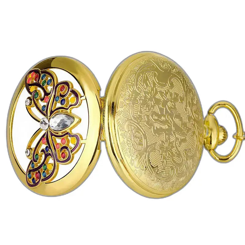 Gouden vlinderzakhorloge Elegant ontwerp met quartz uurwerk en vlindermotief