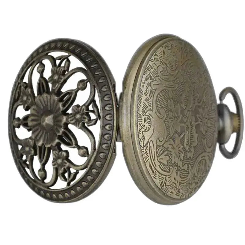 Sierlijk bronzen hangend zakhorloge, elegant en tijdloos