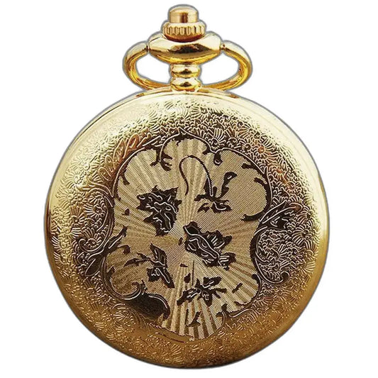 Gouden ketting zakhorloge en elegante edelstenen in goud versierd