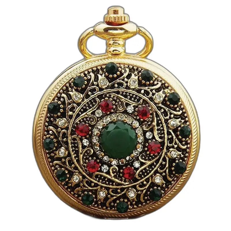 Zakhorloge gouden ketting met oogverblindende edelstenen