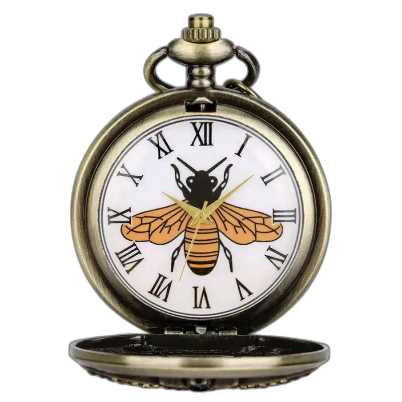 Vlinderkwartszakhorloge met antiek zakhorloge en bijenontwerp