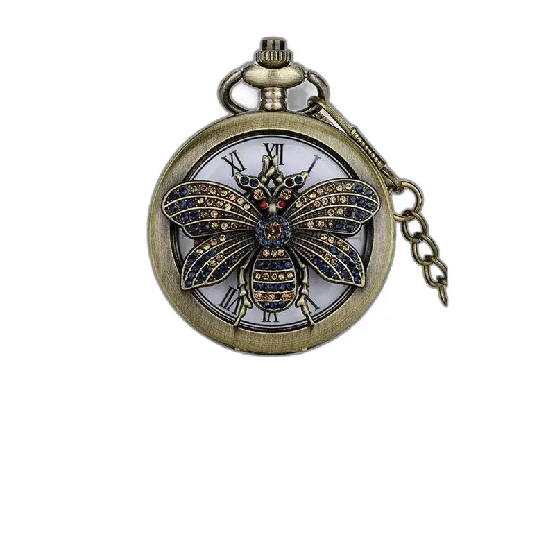 Klassiek bronzen vlinderkwartszakhorloge met bijenmotief
