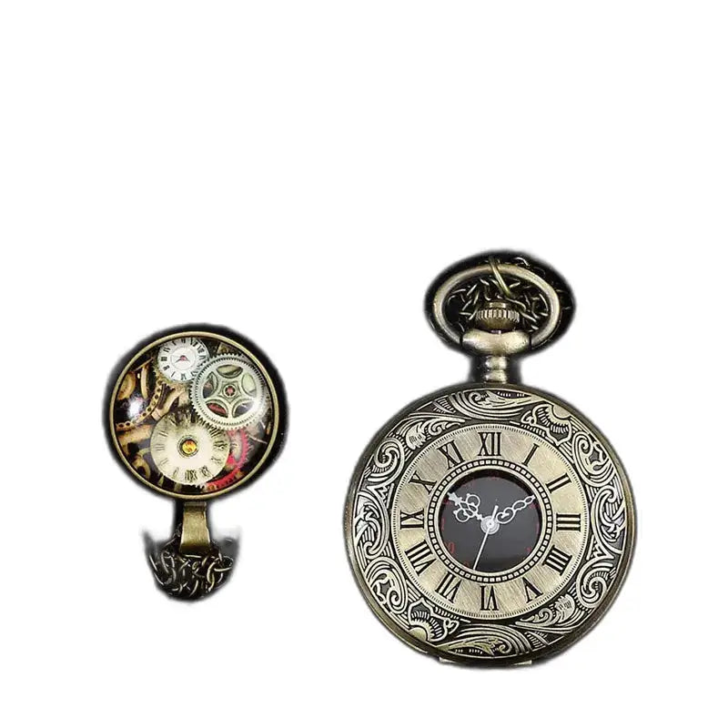 Klassiek retro zakhorloge zwart goudkleur met elegante steampunkstijl
