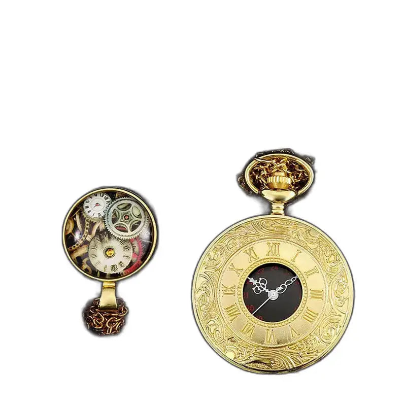Sierlijk goud Klassiek Retro Zakhorloge Zwart Goud Kleur voor een elegante stijl