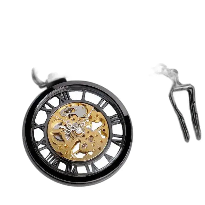 Skeleton modern zilveren dameszakhorloge voor heren met een zwarte skeletachtige wijzerplaat