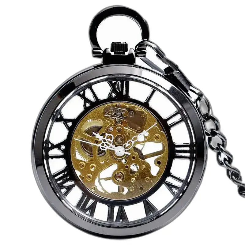 Modern skeletzilver heren dameszakhorloge met ketting en elegant ontwerp