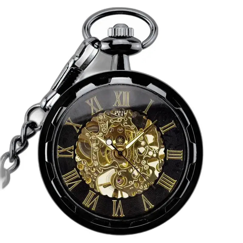 Luxe skeletzakhorloge voor heren en dames met een elegant zwart en goud design