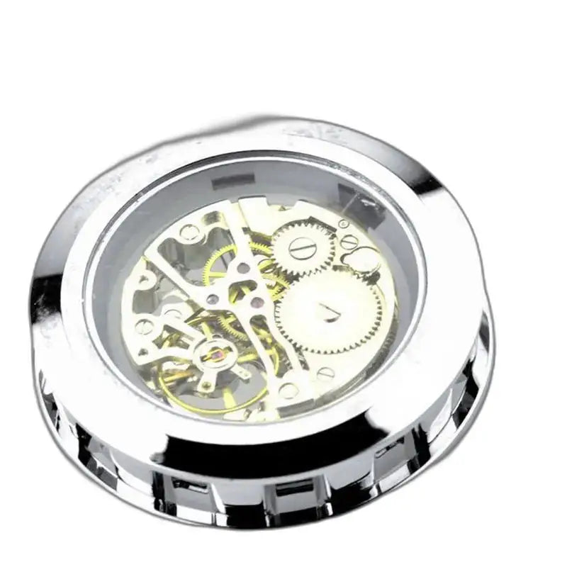 Zilveren uurwerk van luxe skeletzakhorloge voor heren, dames, elegant en verfijnd