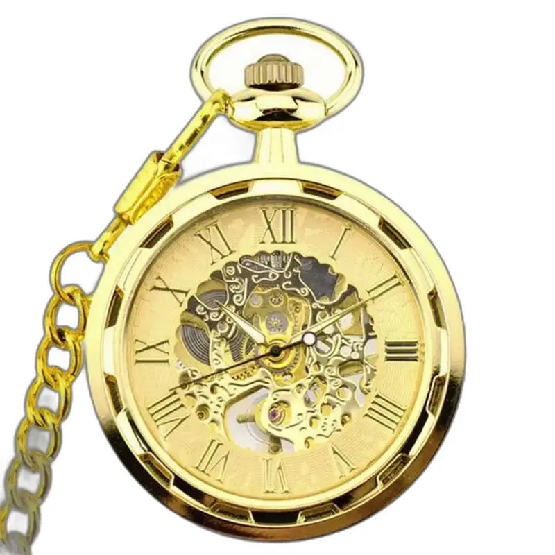 Luxe skeletzakhorloge voor heren en dames in goud met ketting, elegant en verfijnd ontwerp