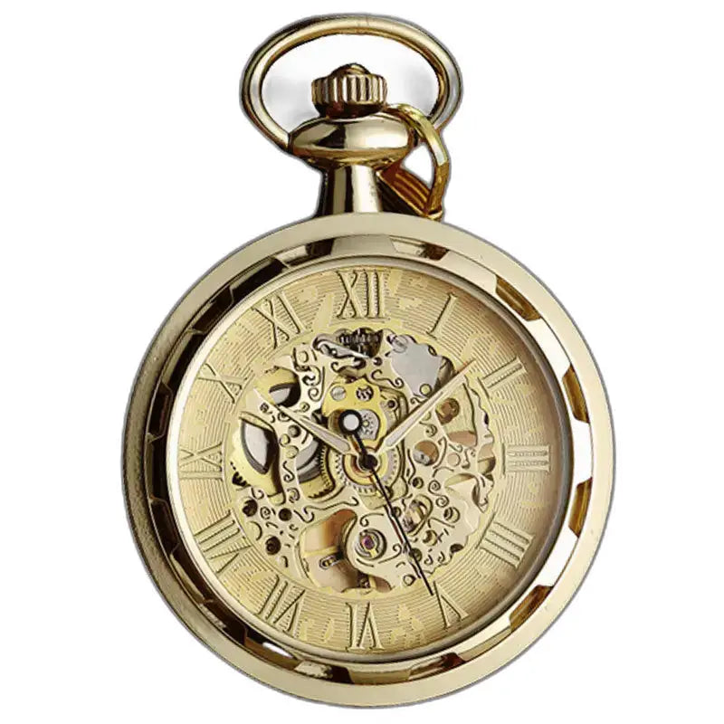 Luxe skeletzakhorloge voor heren en dames met gouden mechanisch zakhorloge