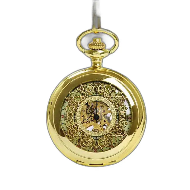 Steampunk zakhorloge met zichtbaar mechanisme, elegante en sierlijke goudklompje
