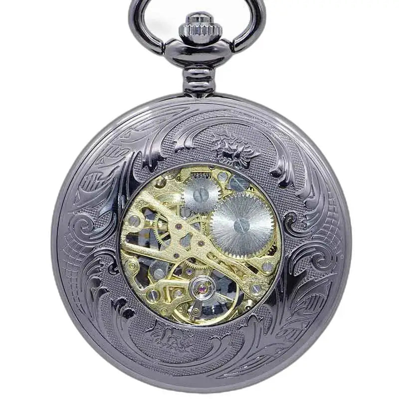 Steampunk-zakhorloge met getande tandwielen, versierd en geskeletteerd