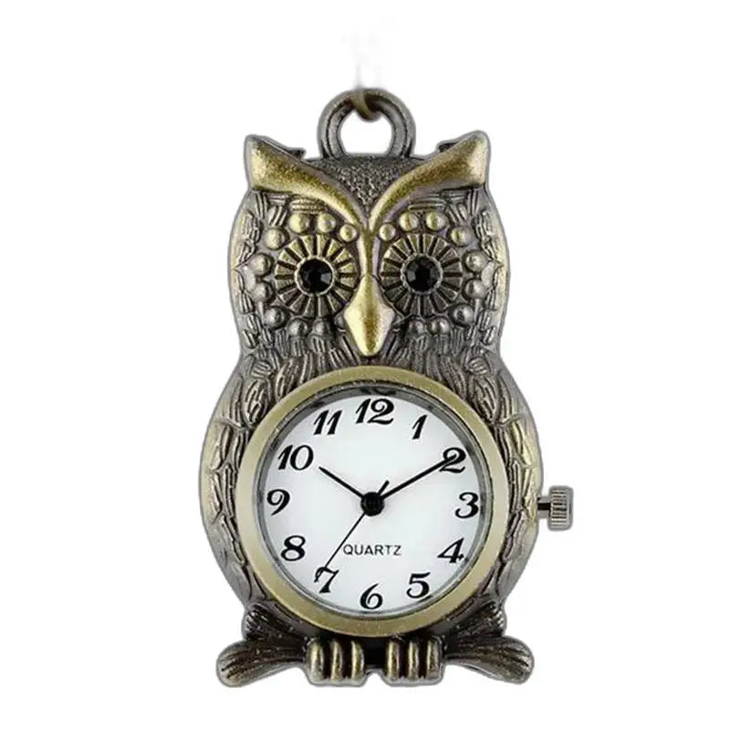 Uilvormig quartz zakhorloge Vintage uilenhorloge met bronzen schakelarmband