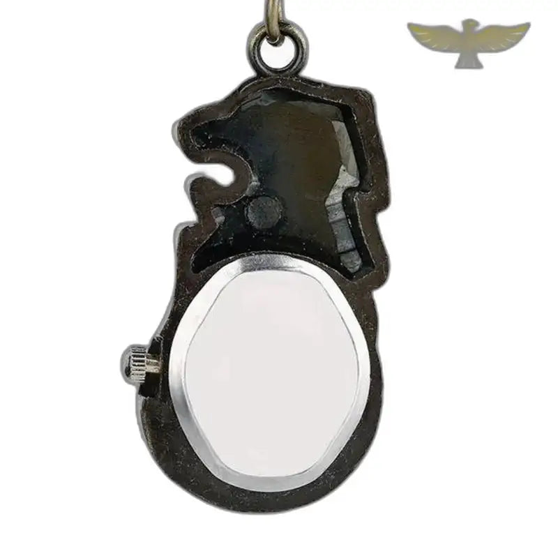Vintage leeuwenhorloge met bronzen kettingarmband en elegante zwarte wijzerplaat