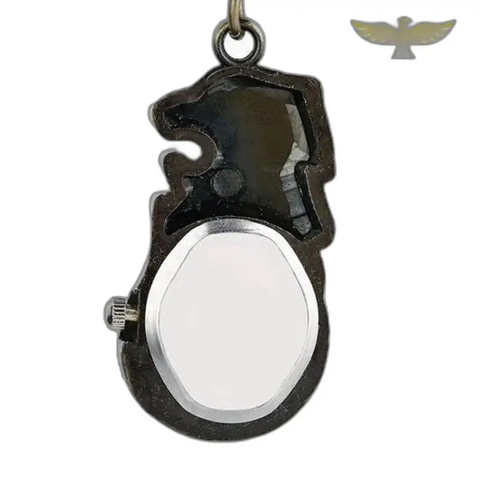 Vintage leeuwenhorloge met bronzen kettingarmband en elegante zwarte wijzerplaat