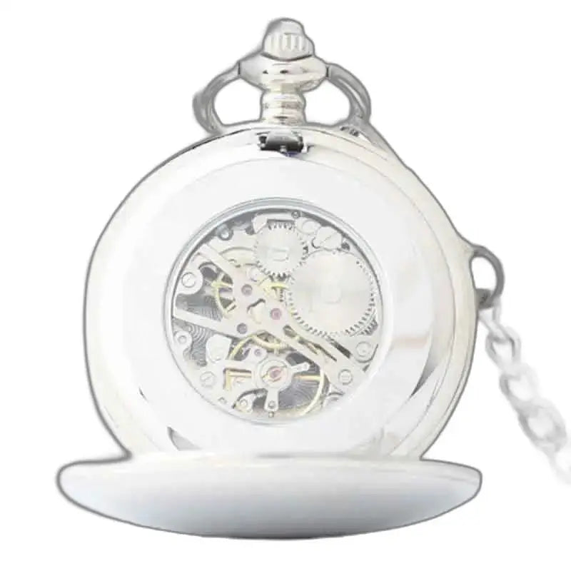 Elegant zilveren zakhorloge met Romeinse cijfers voor heren, wit