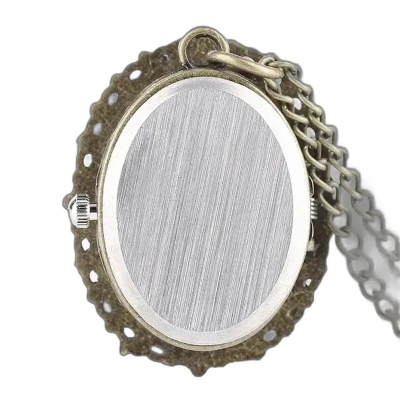 Ariel bronzen hangerhorloge met ketting en ovaal ontwerp