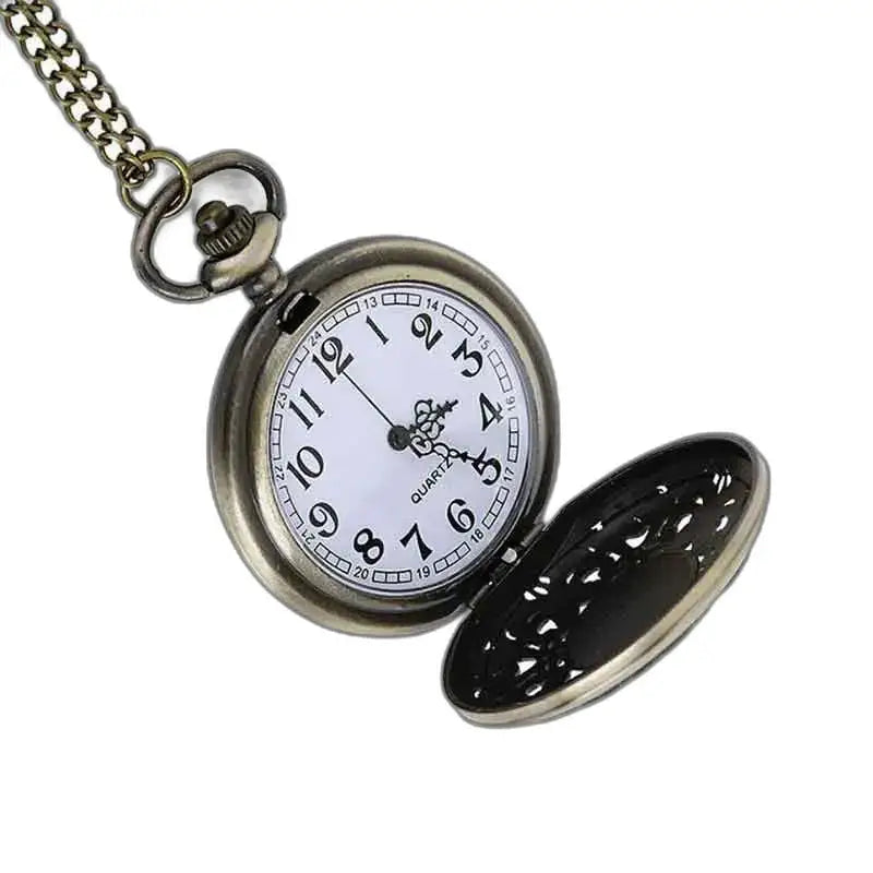 Bronzen hangerhorloge met groene steen en quartz uurwerk, elegante vintage stijl