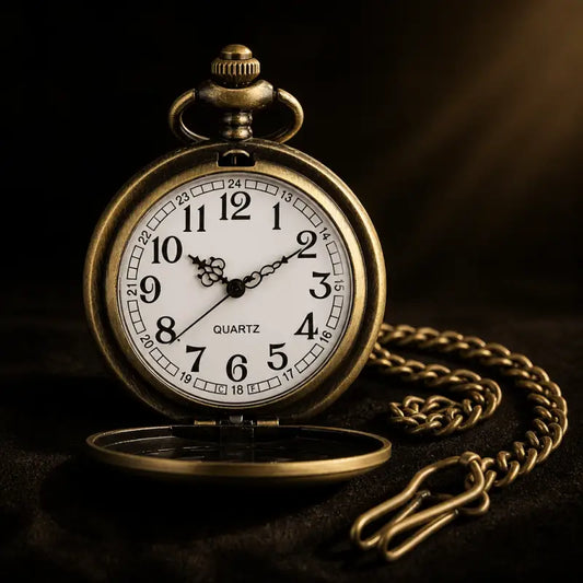 Vintage gegraveerd quartz zakhorloge voor dames - Univers Gousset