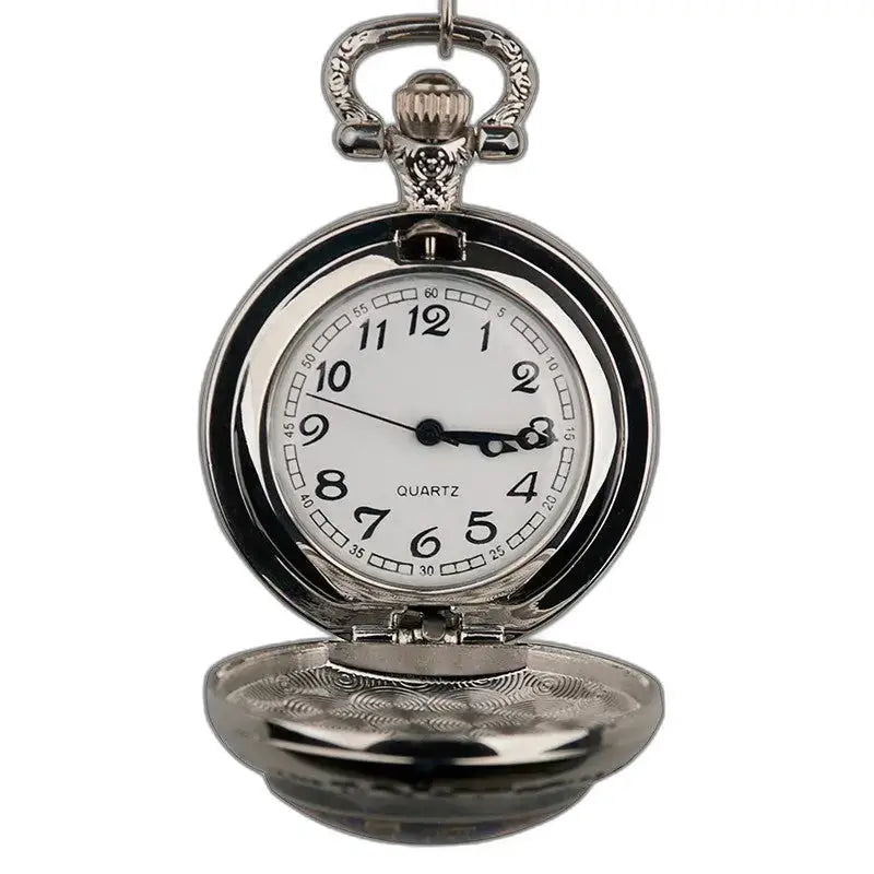 Roestvrijstalen kattenhangerhorloge met analoog mechanisme en elegant open ontwerp
