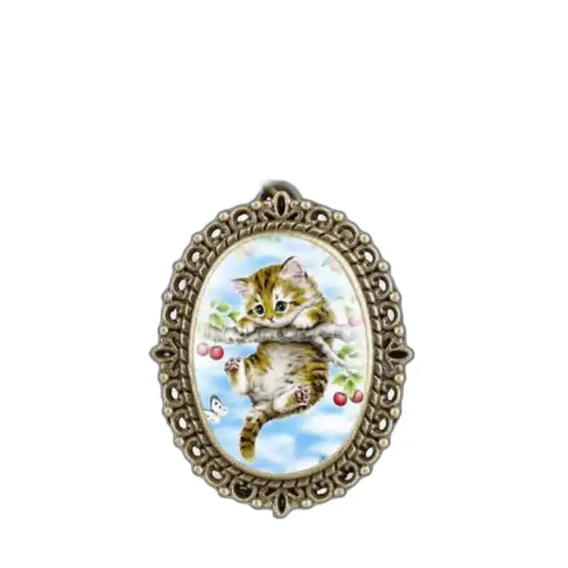Bronzen Kitty Kitten-hanger met elegant ovaal ontwerp voor hangend horloge