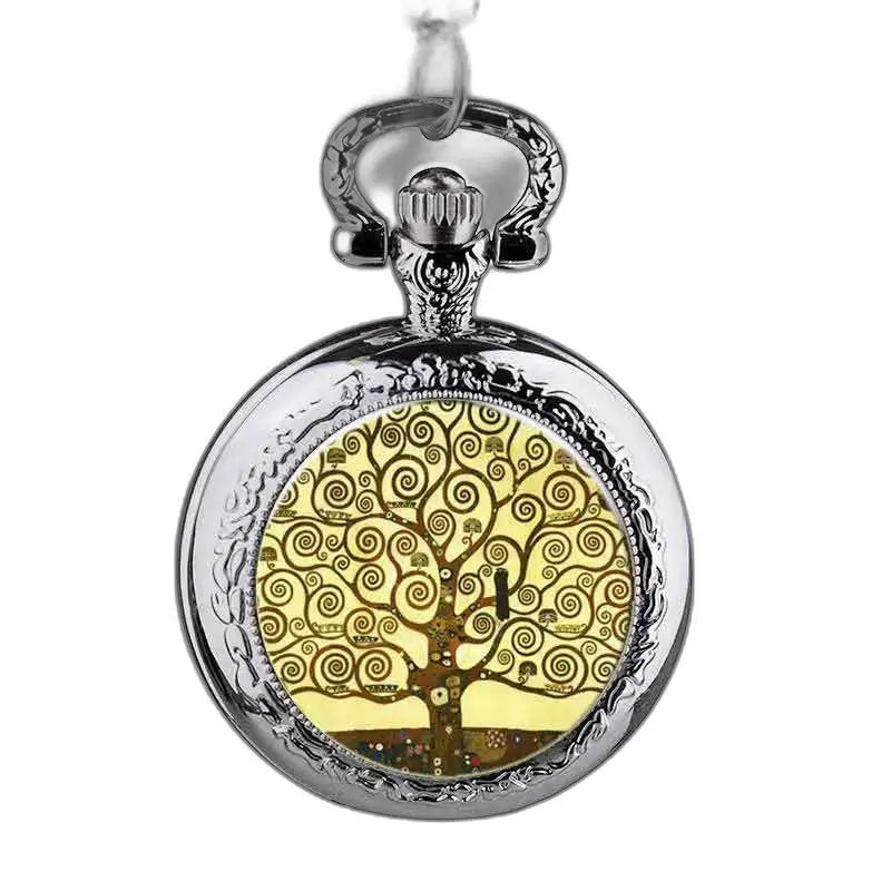 Elegant boomhangerhorloge met boommotief in zilver voor dames