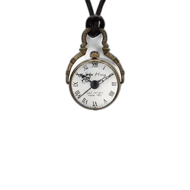 Vintage bronzen mechanisch hangerhorloge met elegante Romeinse cijfers