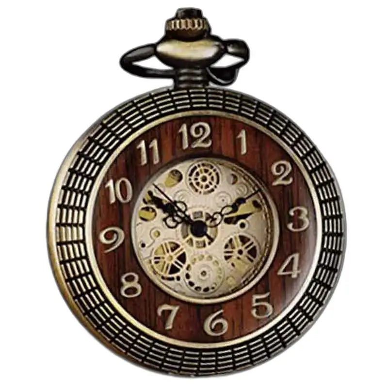Merbeau automatisch houten zakhorloge met zichtbaar uurwerk en vintage stijl